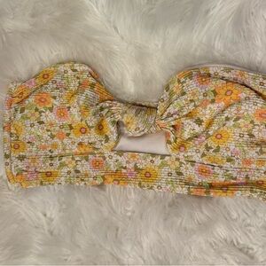 Billabong Floral Bandeau Bikini Top - Pink, Orange, Yellow SUN WORSHIPPER
